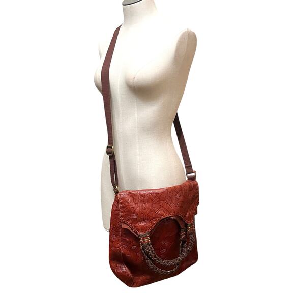 The Sak Brown Braided Boho Leather Foldover Adjustable Strap Medium Crossbody - Picture 2 of 15